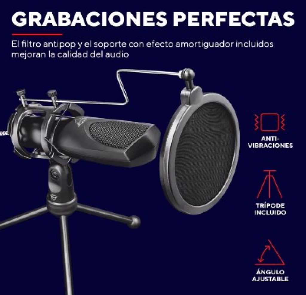 Trust Gaming GXT 232 Mantis Micrófono USB con Trípode y Filtro Pop