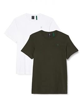 G-STAR RAW Base-s Ruond Neck 2 Pack Camiseta, Multicolor (White/Asfalt 336-8991), M para Hombre