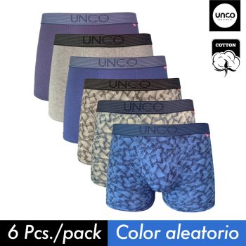 UNCO-Calzoncillos Bóxer para Hombre, Ropa Interior de Algodón, Multicolores, Pack de 6 cómodos y suaves