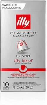 Café illy Tostado CLÁSICO LARGO en Cápsulas Compatibles Nespresso® - Arábica 100% - 10 paquetes x 10 cápsulas (100 cápsulas)