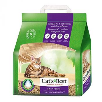 Cat's Best Arena para Gatos Aglomerante Smart Pellets (5 kg). Tierra para Gatos de hasta 7 Semanas de Uso. Lecho para Gatos Natural Absorbente.