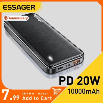 Essager-BaterÃ­a Externa para TelÃ©fono MÃ³vil, dispositivo de carga, PD 20 W, 10000 mAh, portÃ¡til, para iPhone Xiaomi mi