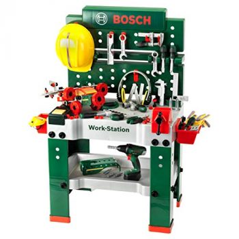 Theo Klein 8485 Banco de trabajo de Bosch - 150 piezas - Herramientas incluidos - Destornillador inalámbrico con luz y sonido - Para niños a partir de 3 años