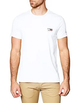 Tommy Jeans TJM Chest Logo tee Camiseta, blanco, L para Hombre