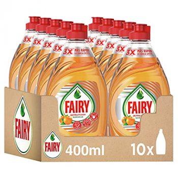 Fairy Ultra Poder Lavavajillas Líquido a Mano, 4 L (10 x 400 ml), Limpio y Fresco, Aroma Naranja, Mega Pack