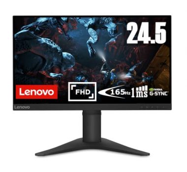 Lenovo G25-10 - Monitor Gaming 24.5" FullHD (TN, 144Hz, 1ms, HDMI, DP, FreeSync Premium y G-Sync, Base Metálica) Ajuste de inclinación/altura - Negro