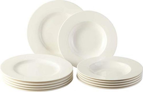 vivo by Villeroy & Boch Group Basic White Juego de mesa, 12 piezas, Porcelana Premium, Blanco
