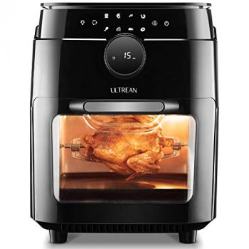 Ultrean Combo de Horno de freidora de Aire de 12.5 Cuartos de galón, asador, Horno Tostador y deshidratador con 8 preajustes de Pantalla táctil, tamaño Familiar de 12 litros y listado por UL
