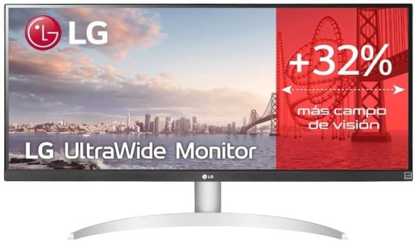LG 29WQ600-W - Monitor UltraWide Ultrapanorámico 29 pulgadas, 21:9, Panel IPS: 2560x1080, 300cd/m², 1000:1, sRGB 99%, HDMIx1, DPx1, Altavoces Estéreo 7W con Tecnología MaxxAudio, Color Blanco