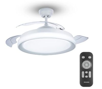 Philips - Bliss Ventilador de techo con luz LED integrada de 28 W y mando a distancia, motor de corriente continua 35 W, luz blanca cálida a fría (2700 K,5500 K,4000 K), 510 mm, blanco