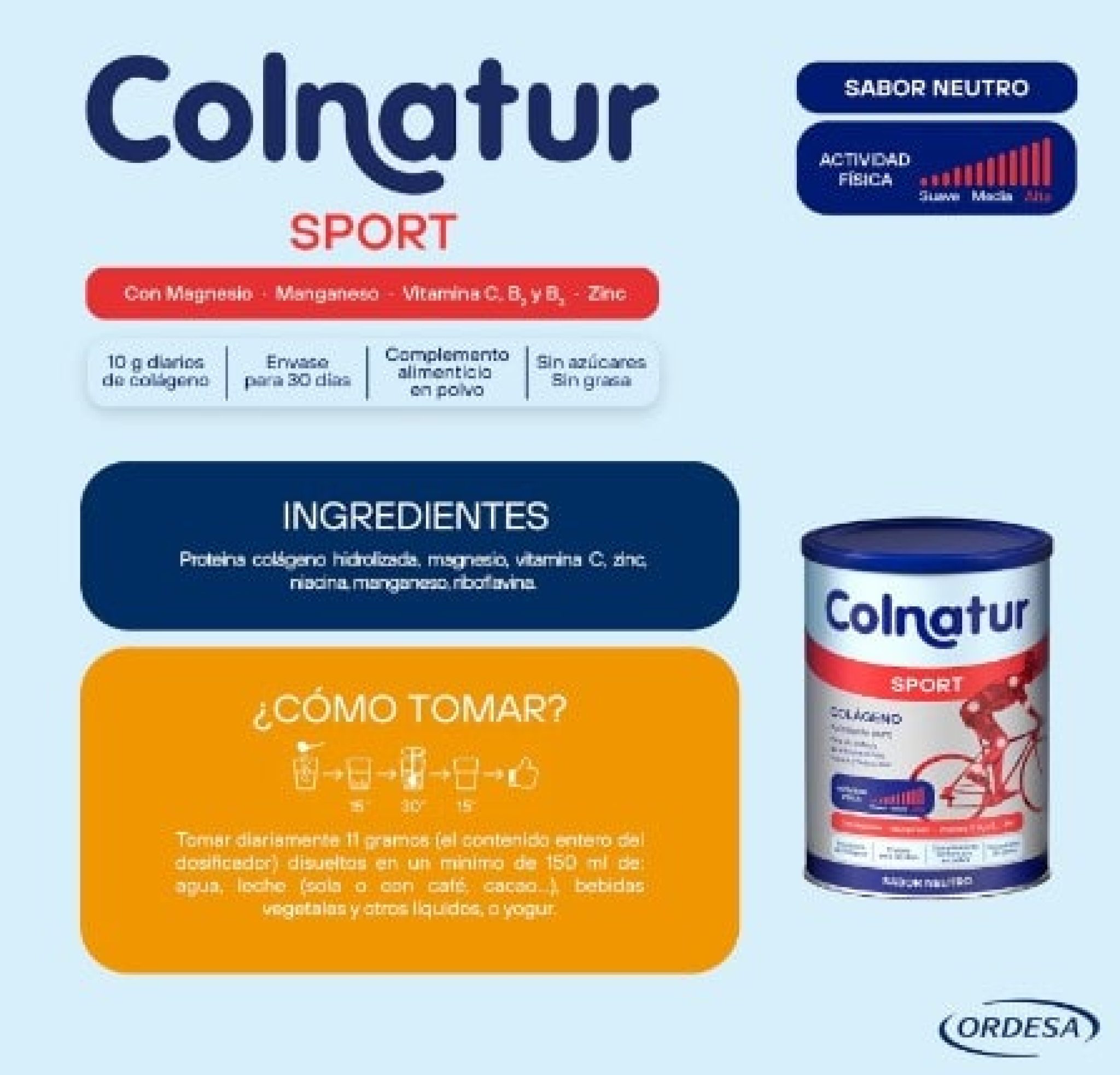 Colnatur Sport Neutro | 330g | Colágeno con Magnesio, Zinc y Vitamina C ...