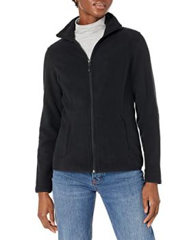 Amazon Essentials Chaqueta de Forro Polar Suave, de Cremallera Completa, Manga Larga y Ajuste Clásico Mujer, Negro, M