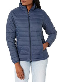 Amazon Essentials Chaqueta Plumífero Resistente al Agua de Manga Larga Ligera (Disponible en Tallas Grandes) Mujer, Azul Marino