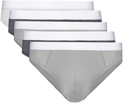 Marca Amazon - find. Slip para Hombre Y-Front, Pack de 5, Gris (Charcoal/Light Grey/Mid Grey), S, Label: S