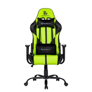 Newskill Silla Gaming Horus, Reclinable 180º, Altura Ajustable, Reposabrazos Fijos, Cojín Lumbar y Cervical, Ergonómica, Pistón Clase 4, Piel Sintética, Silla Gamer Verde