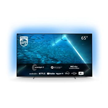 Philips 65OLED707/12 OLED UHD Android TV, 65" 4K, Smart TV con Ambilight 3 Lados, Dolby Vision cinematográfico y Sonido Atmos, Compatible con Google Assistamt y Alexa, 2022