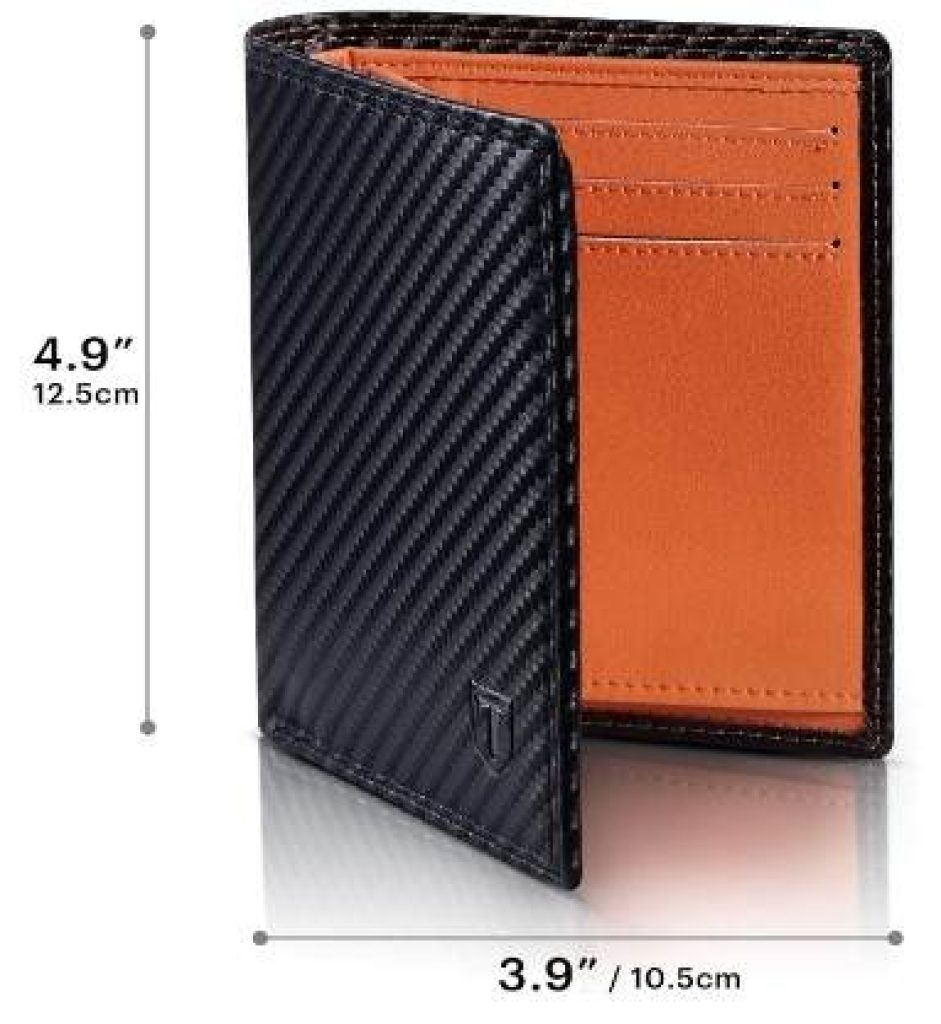 Teehon cartera hombre - Cartera Vertical para hombre en Cuero de Fibra de Carbono, con Protección RFiD - Billeteras de cuero hombre