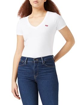 Levi's Perfect Vneck, Camiseta Mujer, Blanco (White + 0002), Medium