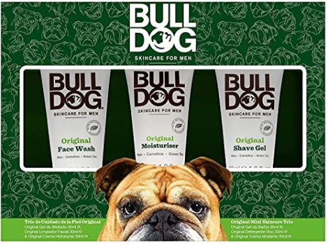 Bulldog Skincare - Pack Cuidado Facial para Hombre con Ingredientes Naturales, Crema Hidratante 30 ml + Limpiador Facial 30 ml + Gel De Afeitado 30 ml, Tamaño Apto para Viajar en Avión