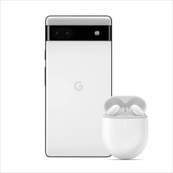 Google Pixel 6a - Smartphone 5G Android Libre con cámara de 12 MP y batería de 24 Horas de duración, color Tiza + Pixel Buds A-Series, Blanco