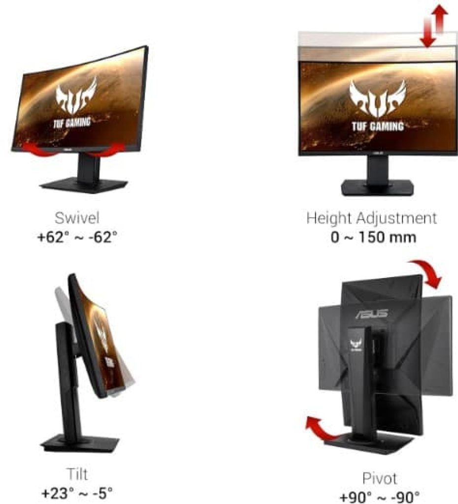 Asus TUF Gaming VG24VQR - Monitor curvo 24 pulgadas, Full HD, 165 Hz, FreeSync Premium, 1 ms MPRT