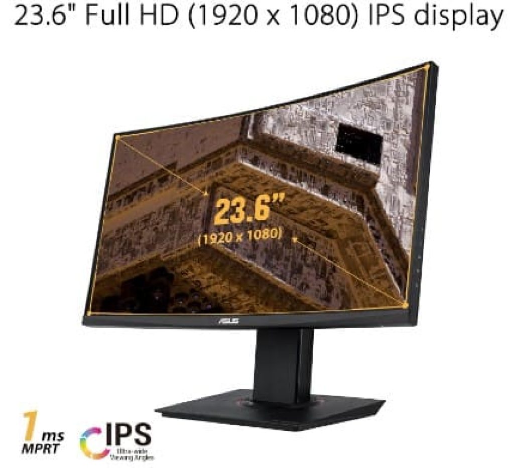 Asus TUF Gaming VG24VQR - Monitor curvo 24 pulgadas, Full HD, 165 Hz, FreeSync Premium, 1 ms MPRT