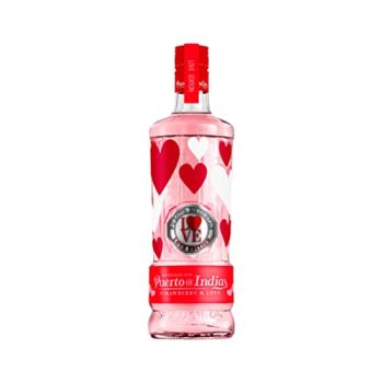 Gin Puerto de Indias - Love Edition 2023 - Gin de Fresa Premium - Ginebra Sabor Fresa Premium - Ginebra Strawberry - 70 cl - 37.5%