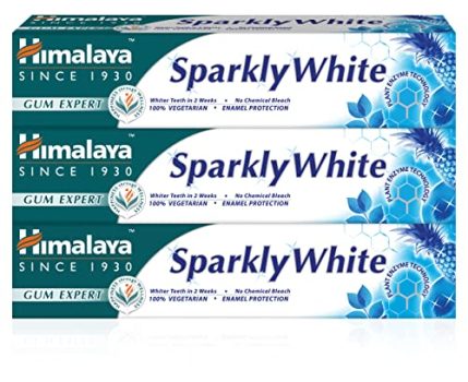 Himalaya Herbals Sparkly White Pasta de dientes a base de hierbas * Obtenga dientes mÃ¡s blancos en 2 semanas * EliminaciÃ³n avanzada de placa, no contiene sustancias quÃ­micas, 100% vegana 75ml (3-Pack)