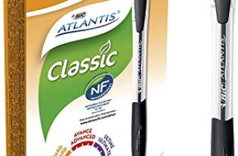 BIC Atlantis Classic bolígrafos Retráctiles punta media (1,0 mm) - Negro, Caja de 12 unidades