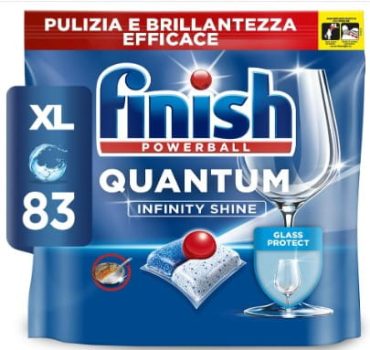 Finish Powerball Quantum Infinity Shine - Pastillas para el lavavajillas con protección del cristal, 83 pastillas