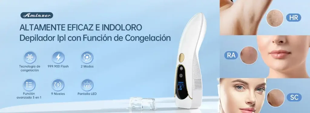 3 en 1 Depiladora Laser IPL con Función de Enfriamiento, HR/RA/SC