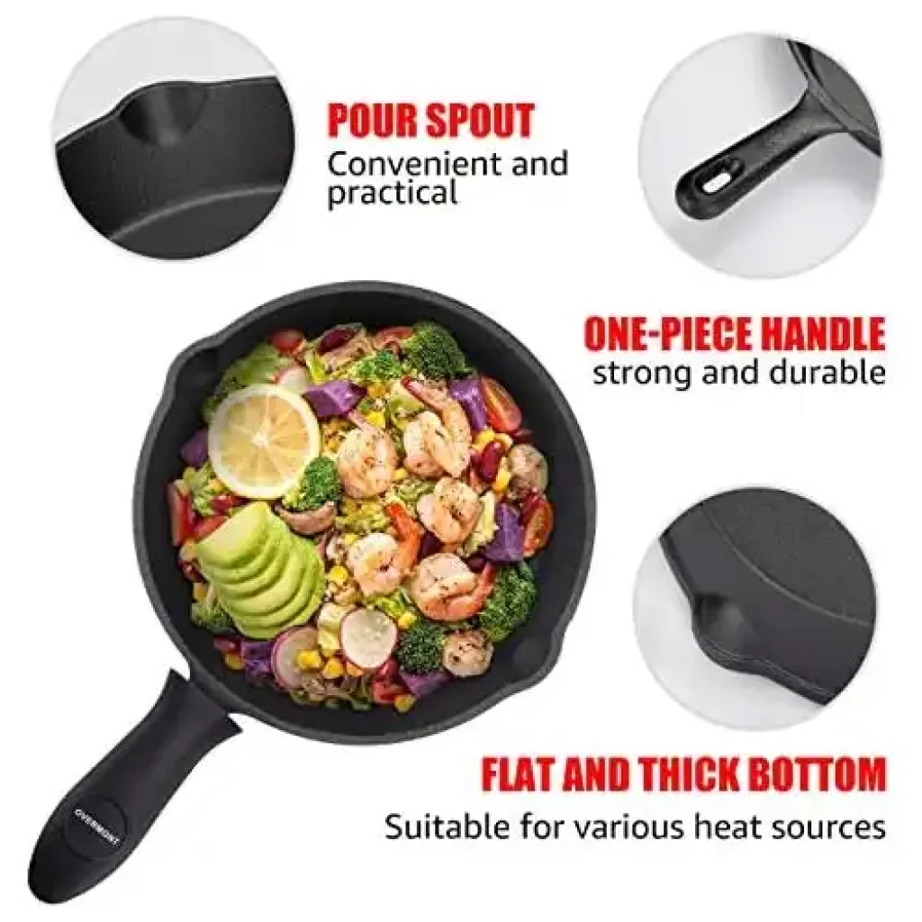 Overmont Pre-sazonado Sartén Ollas de Hierro