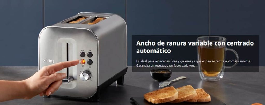 Krups Tostador de 2 ranuras de acero inoxidable, 8 niveles de potencia en oferta en Amazon