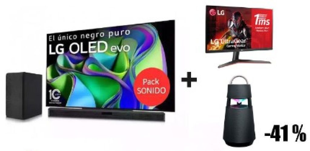 LG OLED EVO 65" + BARRA + ALTAVOZ + MONITOR