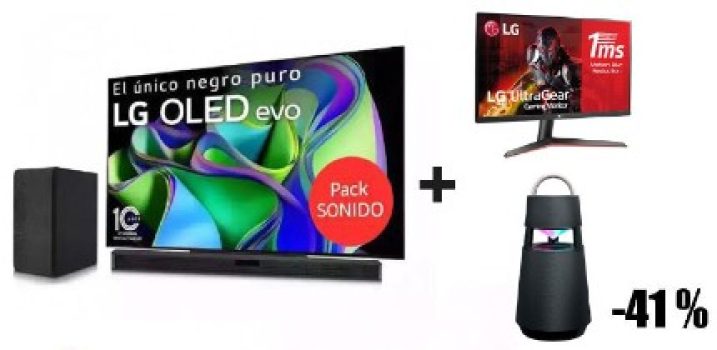 LG OLED EVO 65" + BARRA + ALTAVOZ + MONITOR