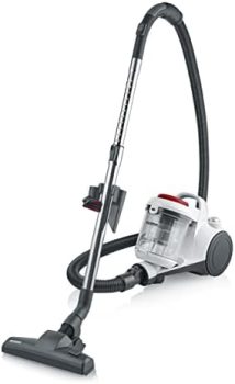 Severin Aspiradora ciclónica sin Bolsa, 850 W, 2 litros, 78 dB(A), Filtración HEPA 12, Dimensiones: 24.5 x 72 x 122 cm, Color Blanco, CY 7106