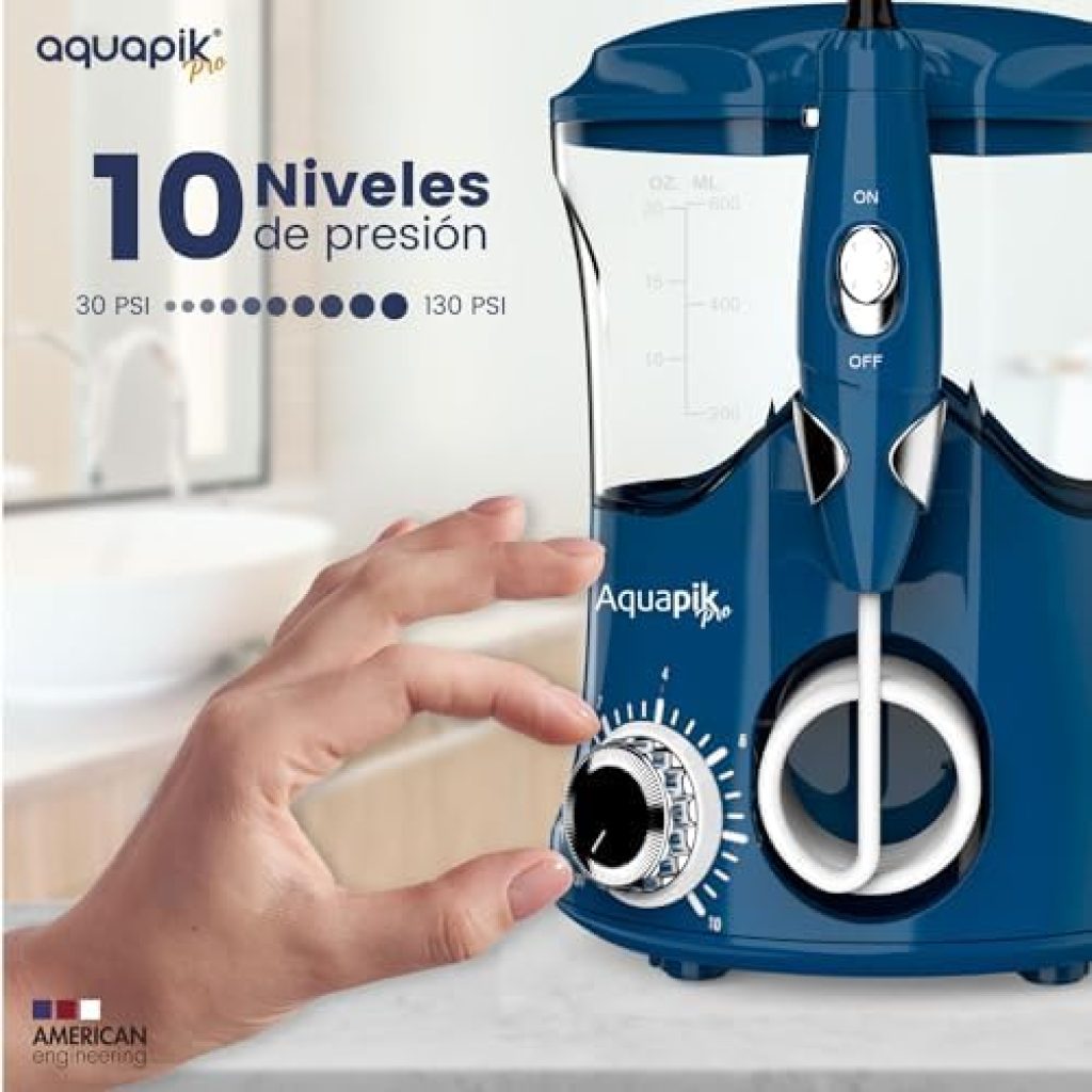 Aquapik PRO Irrigador Dental 600ml, 8 Boquillas multifuncionales, 10 Niveles - Miravia