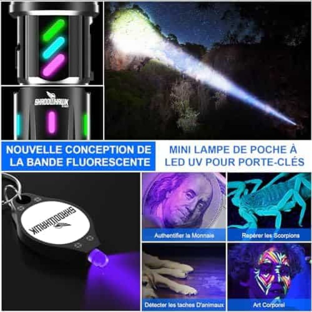 Shadowhawk Linternas LED Alta Potencia, 30000 Lúmenes, Linterna LED Recargable XHM90.2 de largo alcance, perfecta para el camping en Oferta