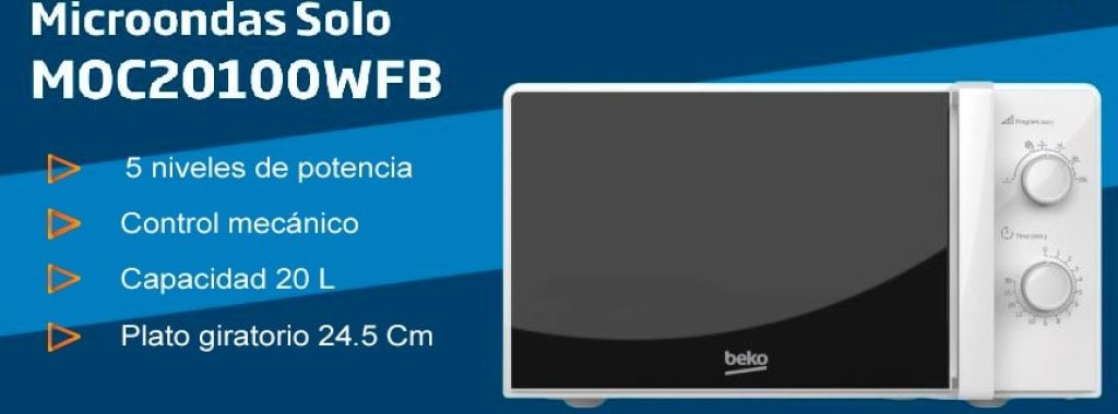 Beko MOC20100WFB Microondas, 5 Niveles de Potencia, 20 L, 700 W, Blanco y muy rebajado