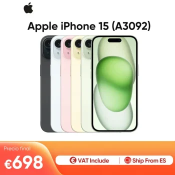 Apple iPhone 15 A3092 iOS 17 Apple A16 Bionic Super Retina XDR Pantalla OLED IP68 resistente al polvo/agua Dual SIM 100% nuevo original