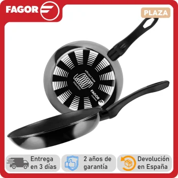 FAGOR Indutherm set de sartenes, antiadherente doble capa, acero esmaltado de 1,5 mm de espesor, 5 capas de recubrimiento, apto para todo tipo de cocinas y lavavajillas, total inducción