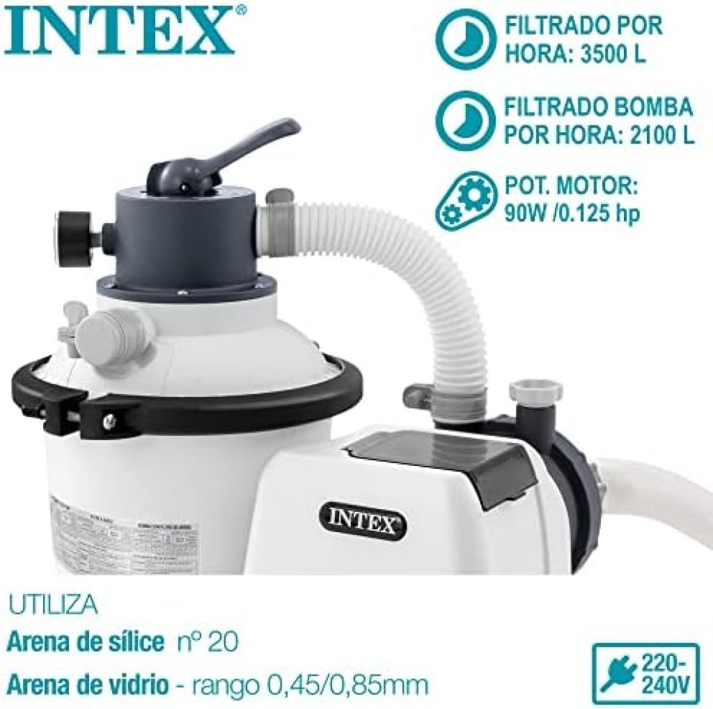 Intex 55249 Depuradora de Arena Krystal Clear 3.500 L/H para Piscinas Desmontables