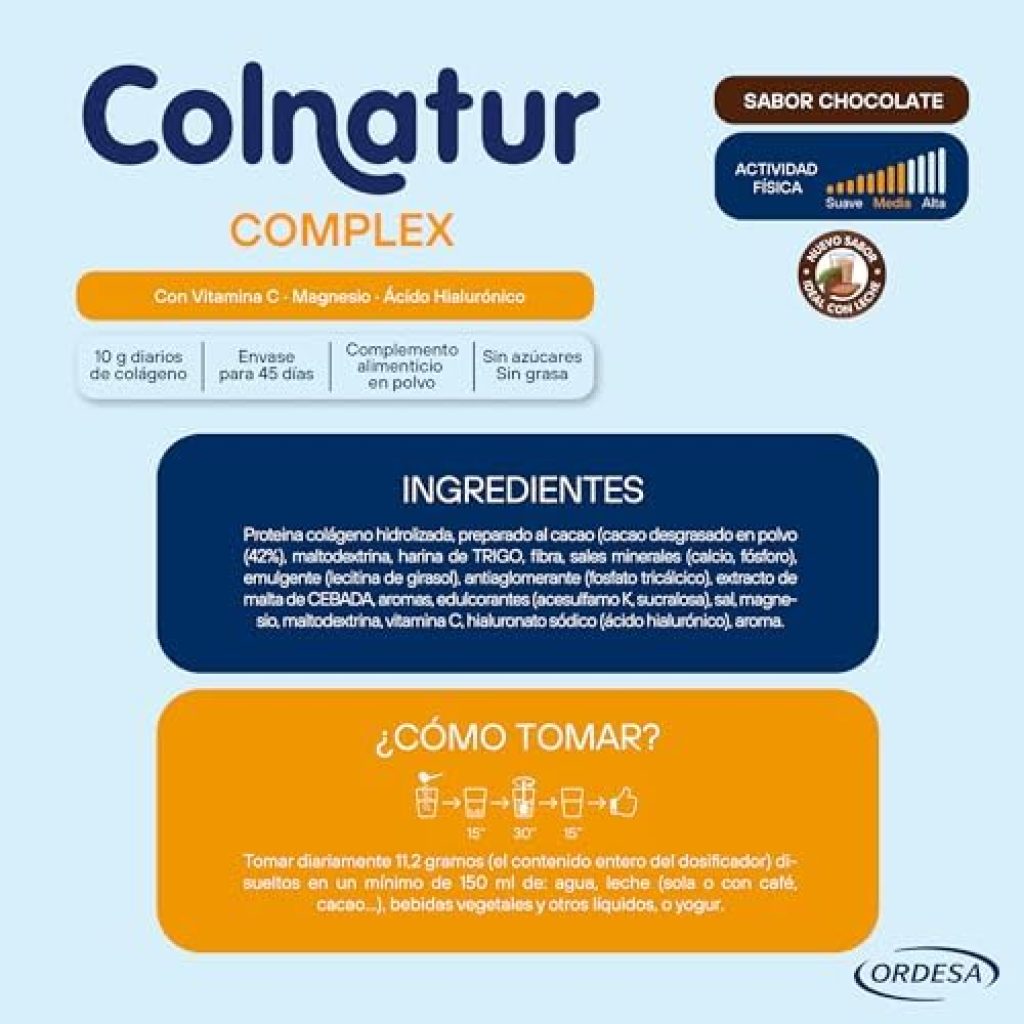 Colnatur Complex Chocolate, 420g - Complemento alimenticio con colágeno, magnesio y vitamina C, para Músculos y Articulaciones