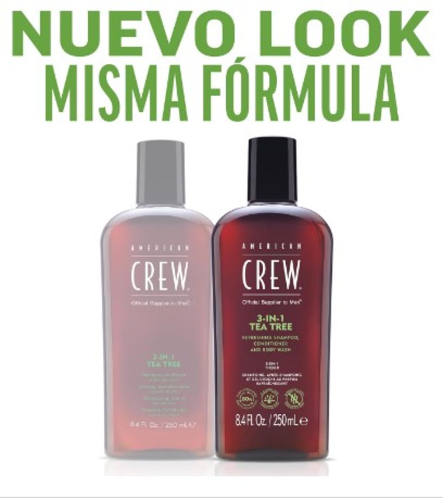 American Crew 3 en 1 Tea Tree Champú, Acondicionador Y Gel De Ducha (Árbol De Té) - 1 l