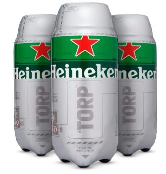 Heineken Cerveza Lager Barril Torp Pack, 5 x 2L