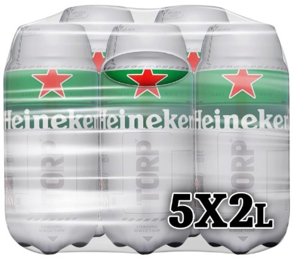 Heineken Cerveza Lager Barril Torp Pack, 5 x 2L
