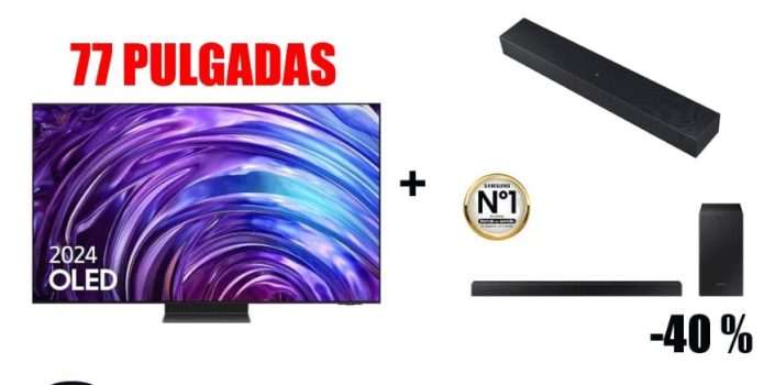 SAMSUNG TV S95D OLED 77” + 2 BARRAS DE SONIDO