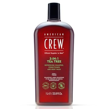 American Crew 3 en 1 Tea Tree Champú, Acondicionador Y Gel De Ducha (Árbol De Té) - 1 l