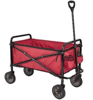 Amazon Basics - Carreta plegable para jardín y aire libre con bolsa de cubierta, rojo