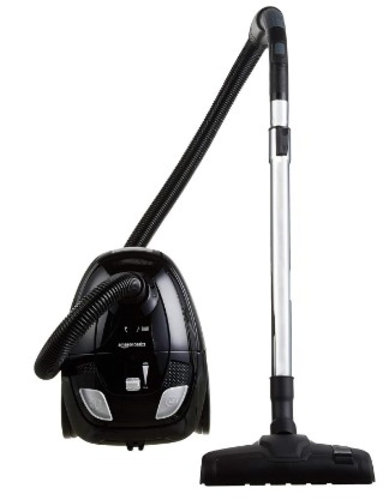 Amazon Basics – Potente aspirador con bolsa, para suelos duros y alfombras, filtro HEPA, compacto y ligero, 700 W, 1,5 l (UE), Negro